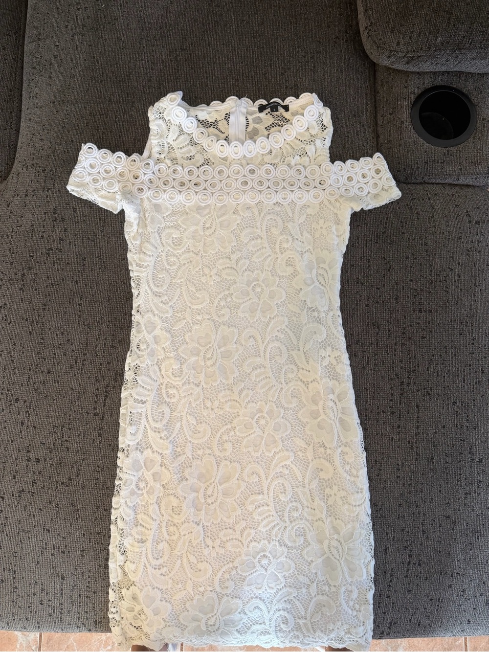 Woman’s White Lace Off-Shoulder Dress